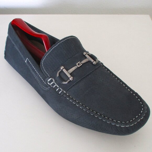Wallin & Bros. Mens Bluish Gray Perforated Suede Driving Moccasin - Size 10.5M - Picture 1 of 9